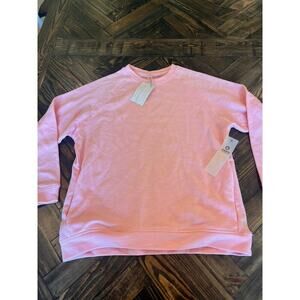 MONO B Paris Pink Preppy Crew Neck Sweater Women Small Athletic Lounge Comfy